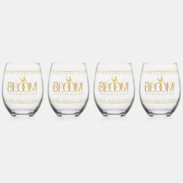 Luxus Gold Botanische Flora "BLOOM" Trinkbehälter  Weinglas Ohne Stiel