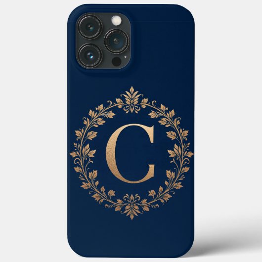 👑 Luxus Gold C Monogram Elegant Minimale Initiale Case-Mate iPhone Hülle (Rückseite)