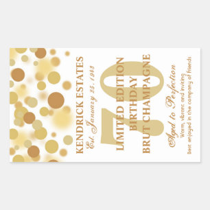 Luxus Gold Champagner Bubbles Geburtstagslabel 750 Rechteckiger Aufkleber