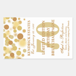 Luxus Gold Champagner Bubbles Geburtstagslabel 750 Rechteckiger Aufkleber