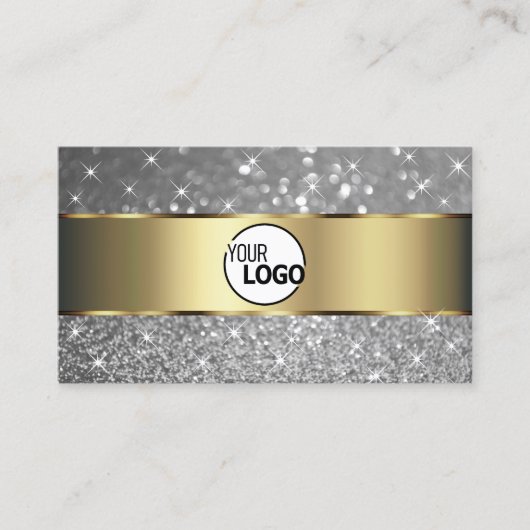Luxus Gold Decke Sparkle Silver Glitzer Logo hinzu Visitenkarte (Vorderseite)