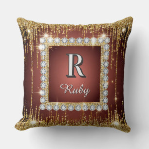Luxus-Gold-Diamant-Rahmen-Monogramm quadratisch Gl Kissen