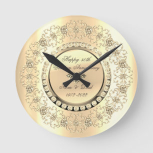 Luxus Gold Diamanten 25. Hochzeitstag Runde Wanduhr