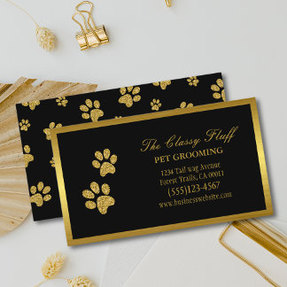 Luxus Gold Dog Pet Grooming Paw Print Visitenkarte