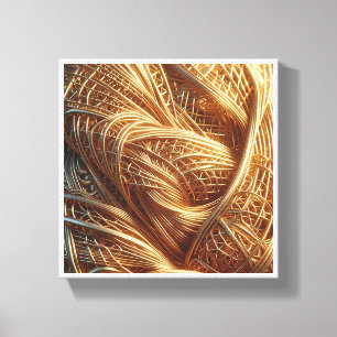 Luxus-Gold-Drahtgitter - Intricate Metallstruktur Leinwanddruck