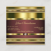 Luxus Gold Effekt mit Burgundy und Imitats Diamond Quadratische Visitenkarte (Rückseite)