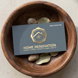 Luxus-Gold-Emblem-Hausrenovierungsauftragnehmer Visitenkarte