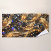 Luxus Gold Feathers und Gemstone Sparkle Muster Badehandtuch (Badehandtuch)