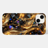 Luxus Gold Feathers und Gemstone Sparkle Muster Case-Mate iPhone Hülle (Rückseite (Horizontal))