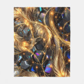 Luxus Gold Feathers und Gemstone Sparkle Muster Fleecedecke (Vorderseite)