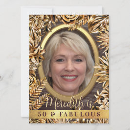Luxus Gold Floral Custom Foto 50 und fabelhaft Einladung