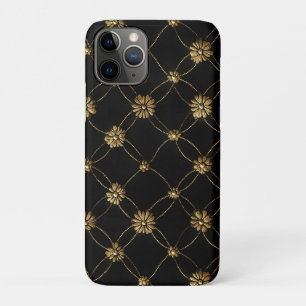 Luxus Gold Floral Muster auf einem schwarzen Hinte Case-Mate iPhone Hülle
