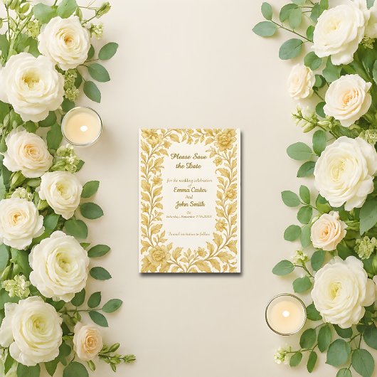 Luxus Gold Floral Save the Date