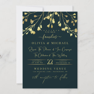 LUXUS GOLD FLORALS ABSTRAKT GOLDEN FOIL WEDING EINLADUNG