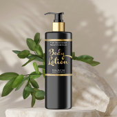 Luxus Gold Foil & Black Body Lotion Flasche Etiket Rechteckiger Aufkleber