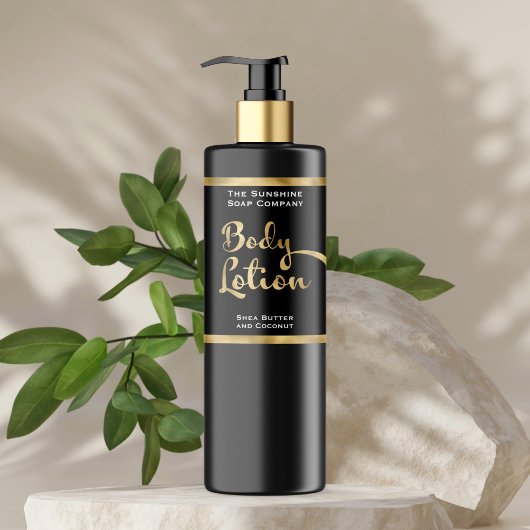 Luxus Gold Foil & Black Body Lotion Flasche Etiket Rechteckiger Aufkleber