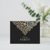 Luxus Gold Foil Black Christmas Party Einladungen (Stehend Vorderseite)