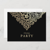 Luxus Gold Foil Black Christmas Party Einladungen (Vorne/Hinten)