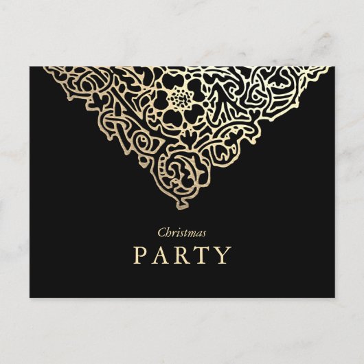 Luxus Gold Foil Black Christmas Party Einladungen (Vorderseite)
