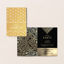 Luxus Gold Foil Black Christmas Party Einladungen