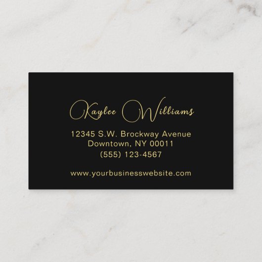 Luxus Gold Foil Black Script Visitenkarte (Rückseite)