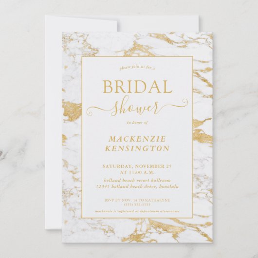 Luxus Gold Foil Marmor Brautparty Einladung (Vorderseite)