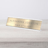 Luxus Gold Foil Modernes Business Schreibtischnamensplakette (Vorderseite )
