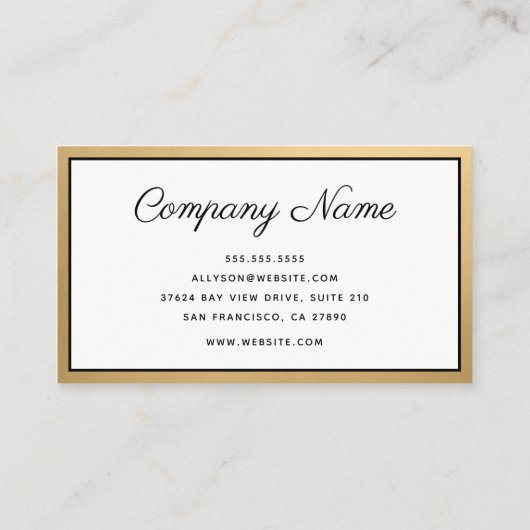 Luxus Gold Foil Script Visitenkarte (Rückseite)