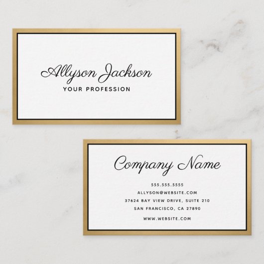 Luxus Gold Foil Script Visitenkarte (Vorne/Hinten)