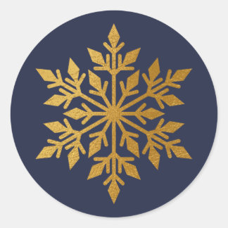 Luxus Gold Foil Snowflake Blauer Umschlag Aufklebe Runder Aufkleber