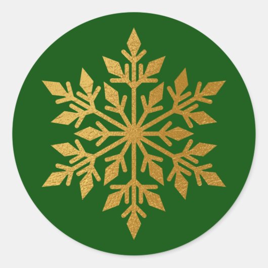 Luxus Gold Foil Snowflake Grüner Umschlag Aufklebe Runder Aufkleber (Vorderseite)