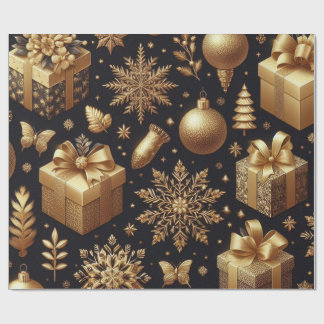 Luxus Gold Foil Stars & Ornaments Holiday Geschenk Geschenkpapier