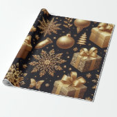 Luxus Gold Foil Stars & Ornaments Holiday Geschenk Geschenkpapier (Ungerollt)