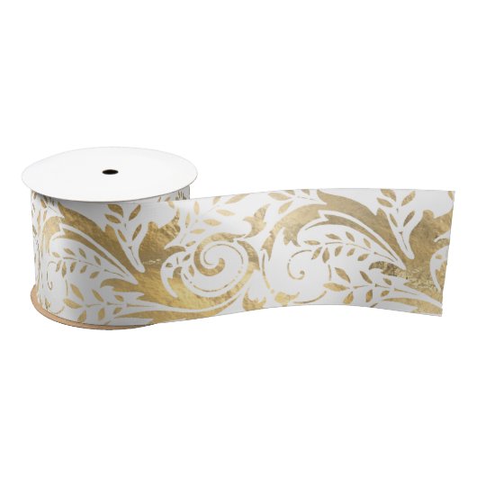 Luxus Gold Foil Verziertes Blumenmuster Satinband (Spule)