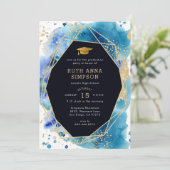 Luxus Gold Frame Personalisiert Foto Abschluss Einladung (Stehend Vorderseite)