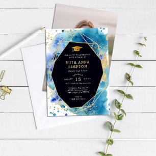 Luxus Gold Frame Personalisiert Foto Abschluss Einladung