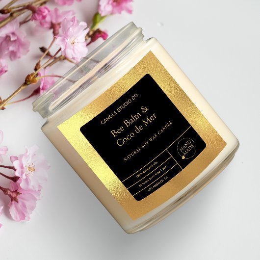 Luxus Gold Frame & Script Candle Sticker Label