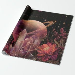 Luxus-Gold-Galaxie-Planet-Lila-Weltraum Geschenkpapier