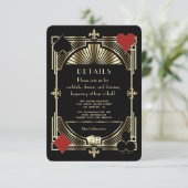 Luxus Gold Gatsby Style Hochzeitsempfang Begleitkarte (Stehend Vorderseite)