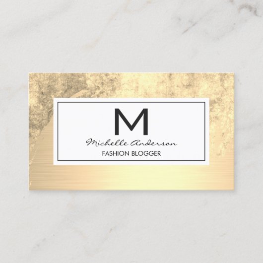 Luxus Gold gegossene goldfarbene Wasserfarbe mit M Visitenkarte (Vorderseite)