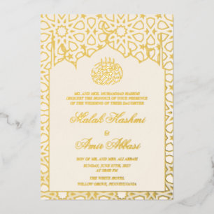 Luxus Gold geometrische islamische muslimische Hoc Folieneinladung