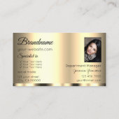 Luxus Gold Glamour Chic mit Foto Beruflich Visitenkarte (Rückseite)