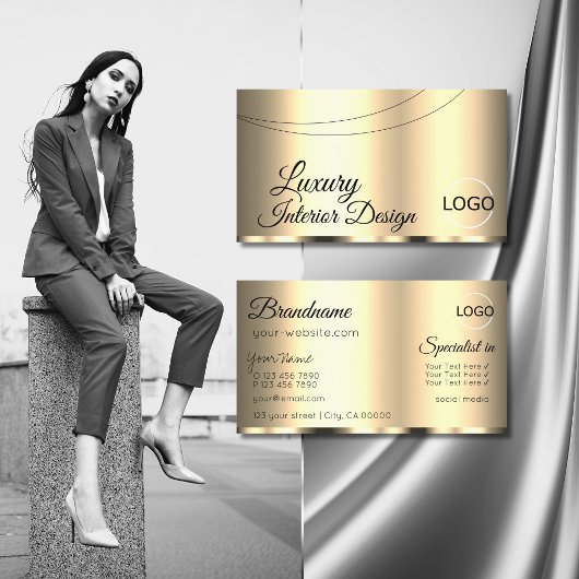 Luxus Gold Glamour Chic mit Logo Beruflich Visitenkarte