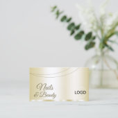 Luxus Gold Glamour mit Logo Beruflich Visitenkarte (Stehend Vorderseite)