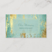 Luxus Gold Gleam Rahmen auf Aqua Blue Visitenkarte (Vorderseite)