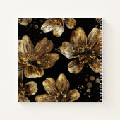 Luxus Gold Glitter Blumen Monogramm Quadrat Notizblock (Rückseite)