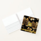 Luxus Gold Glitter Blumen Monogramm Quadrat Notizblock (Innenseite)