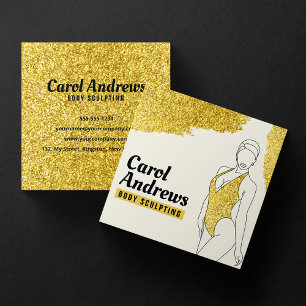 Luxus-Gold-Glitter-Body-Sculpting-Waxing-Massage Quadratische Visitenkarte