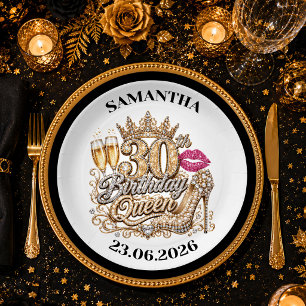 Luxus Gold Glitter Dreißig Geburtstag Party Teller