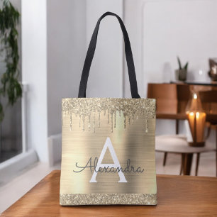 Luxus-Gold-Glitter-Funkel-elegantes-Monogramm Tasche